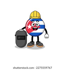 Mascot of cuba flag as a welder , character design