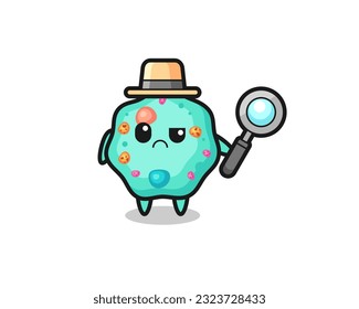 the mascot of cute amoeba as a detective , cute style design for t shirt, sticker, logo element