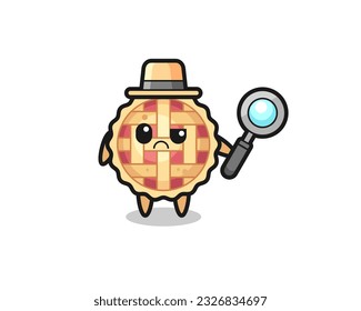 the mascot of cute apple pie as a detective , cute style design for t shirt, sticker, logo element