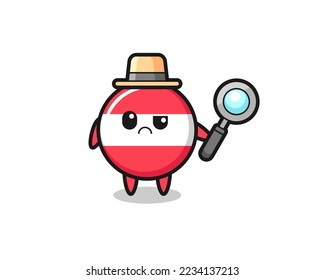 the mascot of cute austria flag badge as a detective , cute style design for t shirt, sticker, logo element