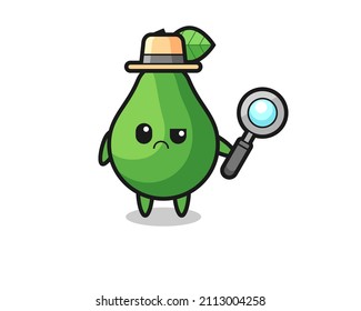 the mascot of cute avocado as a detective , cute style design for t shirt, sticker, logo element