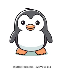 Mascot of cute baby polar penguin. Cartoon flat character vector illustration