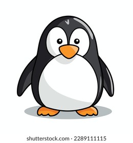 Mascot of cute baby polar penguin. Cartoon flat character vector illustration