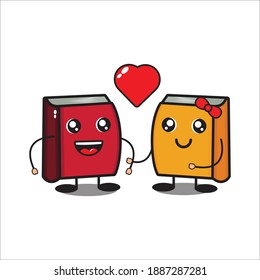 mascot cute book couple with love vector design eps 10