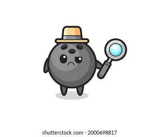 the mascot of cute bowling ball as a detective , cute style design for t shirt, sticker, logo element