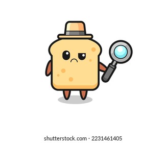 the mascot of cute bread as a detective , cute style design for t shirt, sticker, logo element