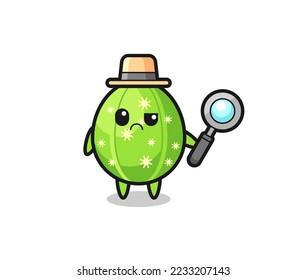 the mascot of cute cactus as a detective , cute style design for t shirt, sticker, logo element