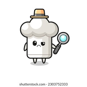 the mascot of cute chef hat as a detective , cute style design for t shirt, sticker, logo element