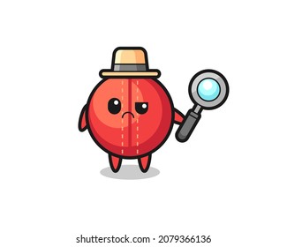 the mascot of cute cricket ball as a detective , cute style design for t shirt, sticker, logo element