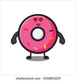 mascot cute donut eyes love, cute donut character with white background vector eps 10