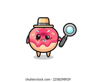 the mascot of cute doughnut as a detective