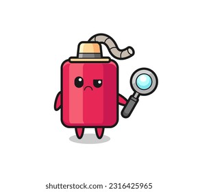 the mascot of cute dynamite as a detective , cute style design for t shirt, sticker, logo element