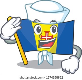 Mascot of Cute flag madeira Sailor cartoon character