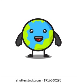 mascot cute globe, eps 10 vector globe illustration character on white background