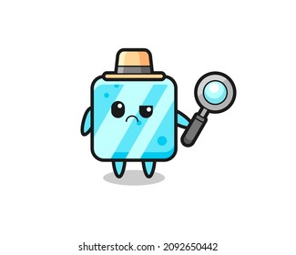 the mascot of cute ice cube as a detective , cute style design for t shirt, sticker, logo element