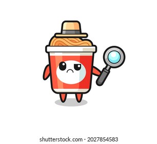 the mascot of cute instant noodle as a detective , cute style design for t shirt, sticker, logo element