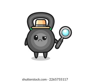 the mascot of cute kettleball as a detective , cute style design for t shirt, sticker, logo element