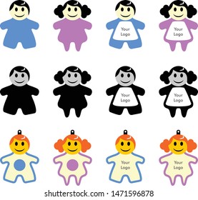 Mascot cute kids vector design for keychain, purse badge, assorted bages, various gifts, keychains and various promotion products.