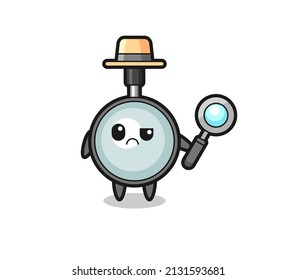 the mascot of cute magnifying glass as a detective , cute style design for t shirt, sticker, logo element