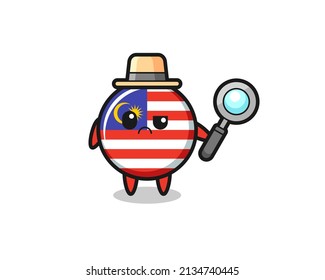the mascot of cute malaysia flag badge as a detective , cute style design for t shirt, sticker, logo element