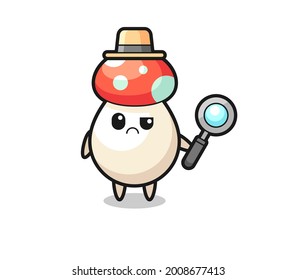 the mascot of cute mushroom as a detective , cute style design for t shirt, sticker, logo element