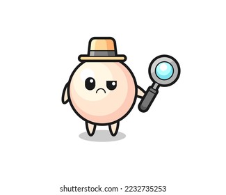 the mascot of cute pearl as a detective , cute style design for t shirt, sticker, logo element