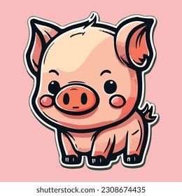 mascot cute pig sticker vector art
