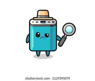 the mascot of cute power bank as a detective , cute style design for t shirt, sticker, logo element