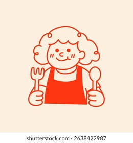 Mascot cute retro cartoon vector hand drawn