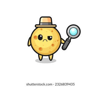 the mascot of cute round cheese as a detective , cute style design for t shirt, sticker, logo element