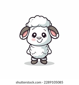Mascot of cute sheep. Cartoon flat character vector illustration