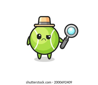 the mascot of cute tennis as a detective , cute style design for t shirt, sticker, logo element