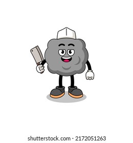 Mascot of dark cloud as a butcher , character design
