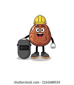 Mascot of date fruit as a welder , character design