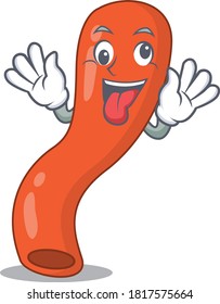 A mascot design of appendix having a funny crazy face