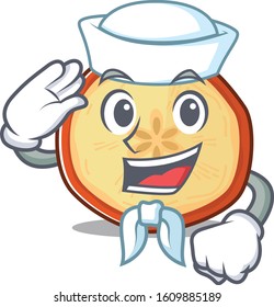 A mascot design of apple chips Sailor wearing hat