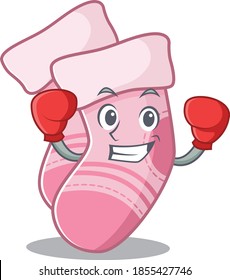 Mascot design of baby socks as a sporty boxing athlete