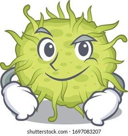 A mascot design of bacteria coccus having confident gesture