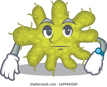 Mascot design of bacterium showing waiting gesture