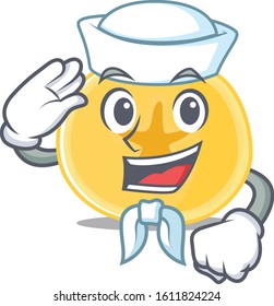 A mascot design of banana chips Sailor wearing hat