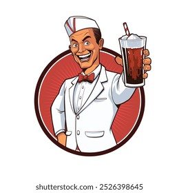 Mascot Design of A Bartender Serving a Drink