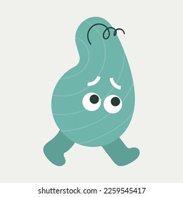 Mascot design, basic small figure. Facial expression, light blue striped, goes to the right. Cute shape, creative character, cartoon style. Isolated on white
