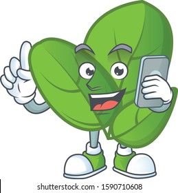 Mascot design of basil speaking on the phone