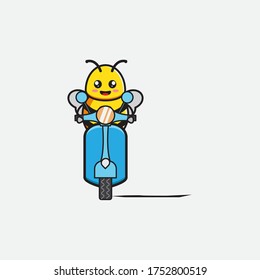 abeja de diseño de mascota en motocicleta