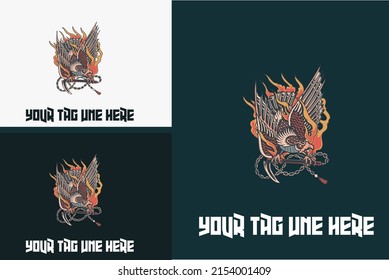 mascot design of bird and flame vector