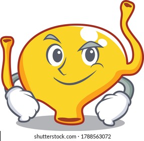 A mascot design of bladder having confident gesture