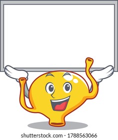 Mascot Design Of Bladder Lift Up A Board