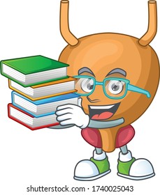 A mascot design of bladder student character with book