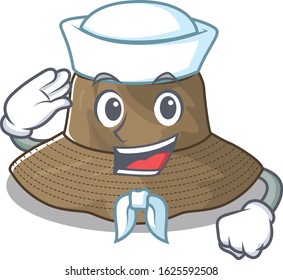 A mascot design of bucket hat Sailor wearing hat