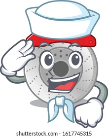A mascot design of car brake Sailor wearing hat